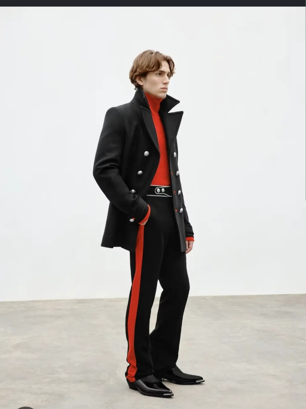 Black Pants with Red Contrast Trim 44 L